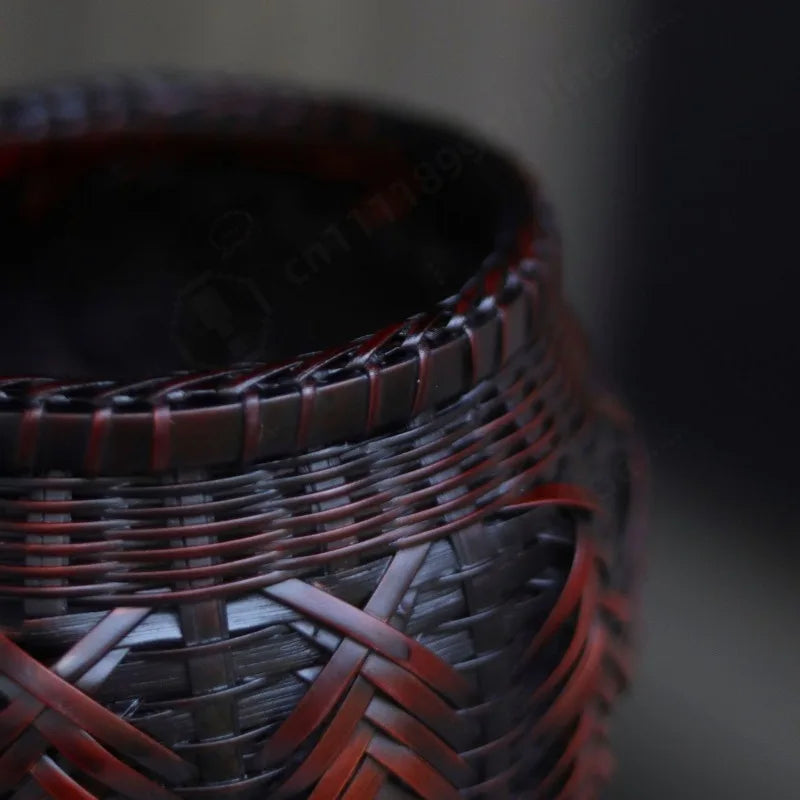 Handmade Gourd-Shaped Bamboo Flower Vase – Woven Ikebana Basket & Zen Floral Container