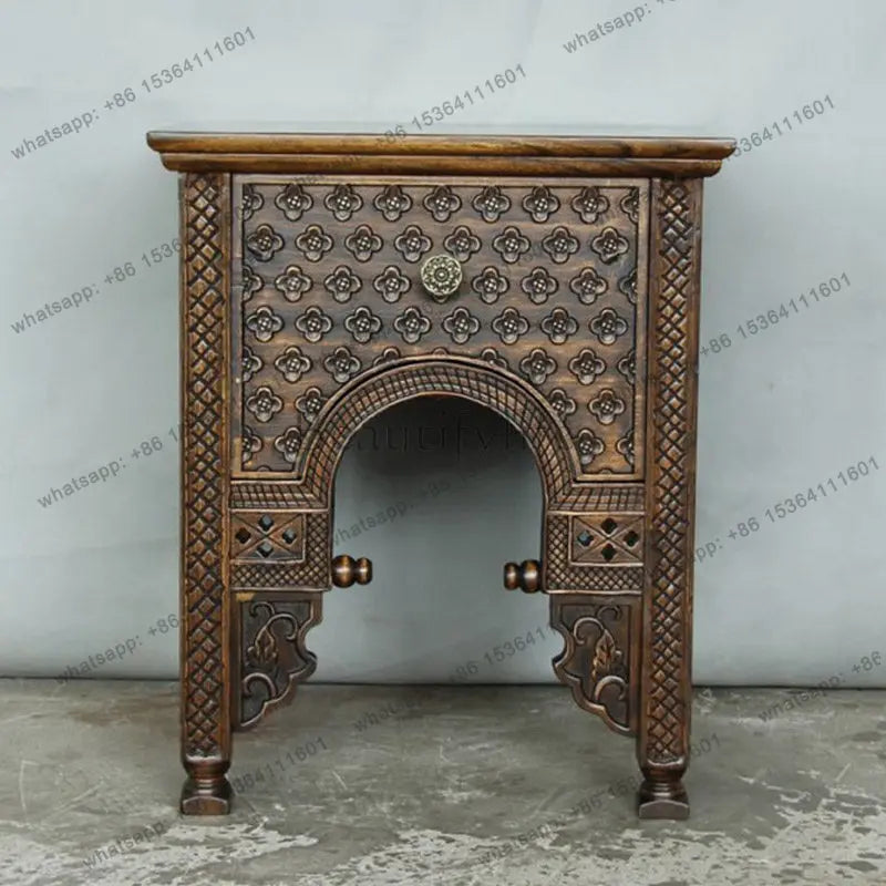 Southeast Asian style solid wood small bedside table furniture ST092 Thai Turkish wooden edge corner table