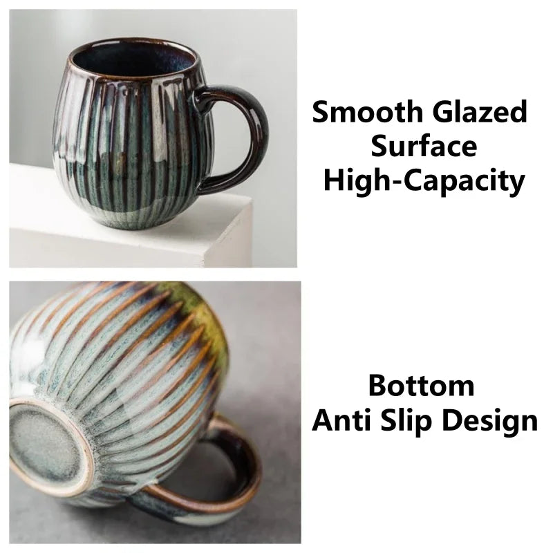 500ml Creative Retro Ceramic Mug – Large-Capacity Breakfast, Cereal & Latte Cup