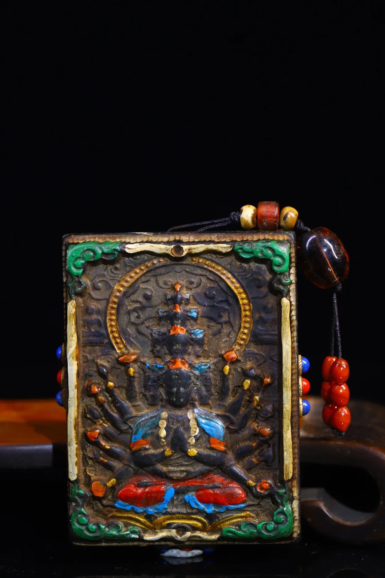 4" Cundhi Bodhisattva Meteorite-Style Plaque – Temple gZi Gem Amulet