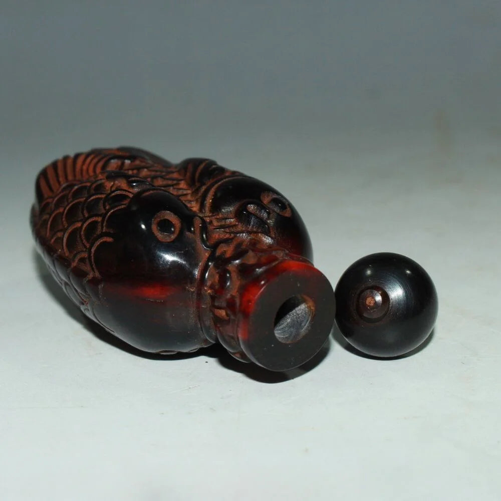 Natural Ox Horn Double Fish Snuff Bottle An Early Chinese Collectible
