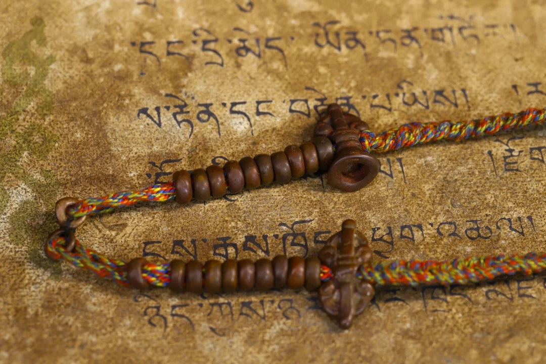 Tibetan Temple Bronze Buddha Beads Bracelet – Dharma Counter & Amulet (6")