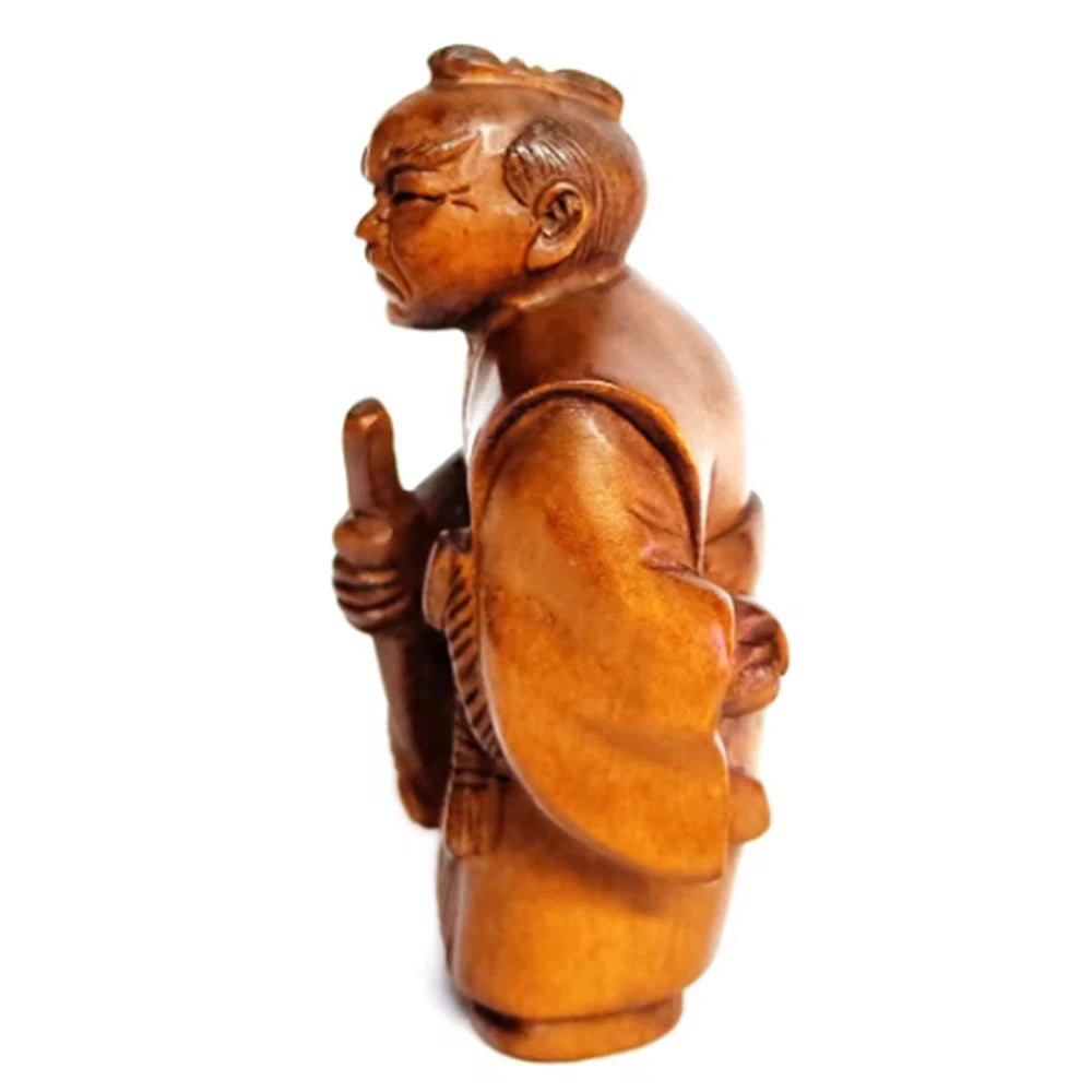 2" Buchsbaum Samurai Netsuke Figur – Japanische Miniaturkunst