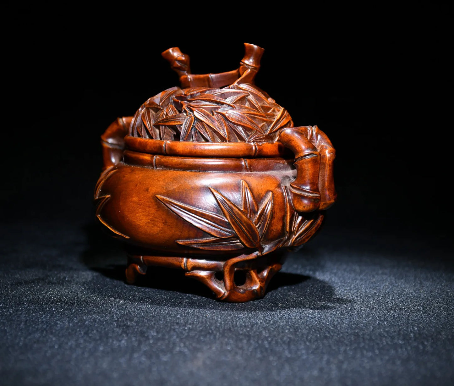 Tibetan Boxwood Bamboo Tripod Incense Burner (5")