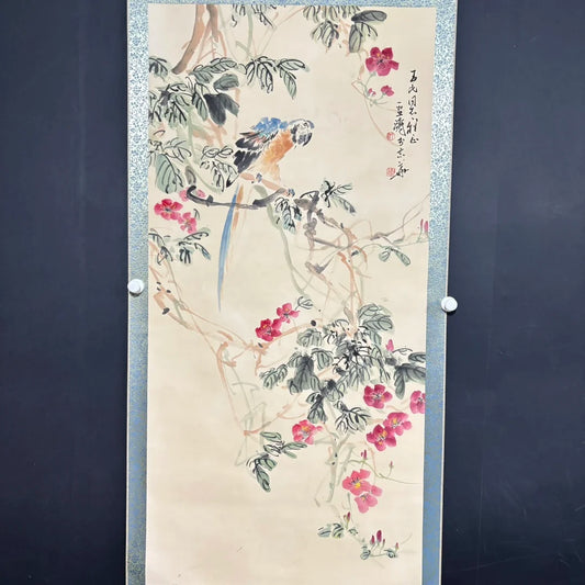 Original Hand-Painted Zhongtang Flower & Bird Painting by Wang Xuetao (One-of-a-Kind)