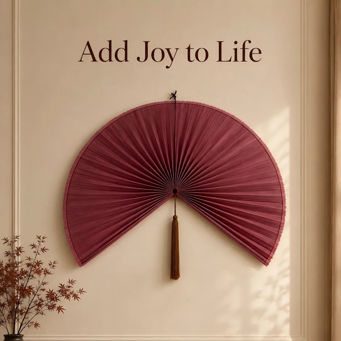 Handcrafted Bamboo Woven Hanging Fan – New Chinese Style Wall Decor & Scene Layout