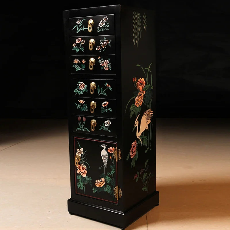 FG11New Chinese Style Six Drawers One Cabinet Simple Home Hallway Storage Light Luxury Modern Antique