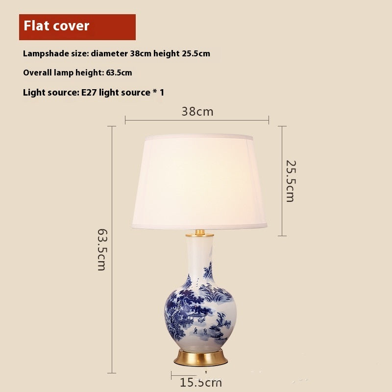 Chinese Design Blue and White Porcelain Table Lamp Chinese Button On/Off or Remote