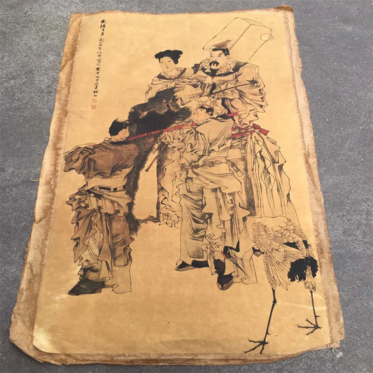 Ren Bonian Chinesischer Alter Schriftrollenkünstler Kernporträt Blumen & Vögel Design Reispapier Ausschnitt Malerei Scheibe für Heimdekoration