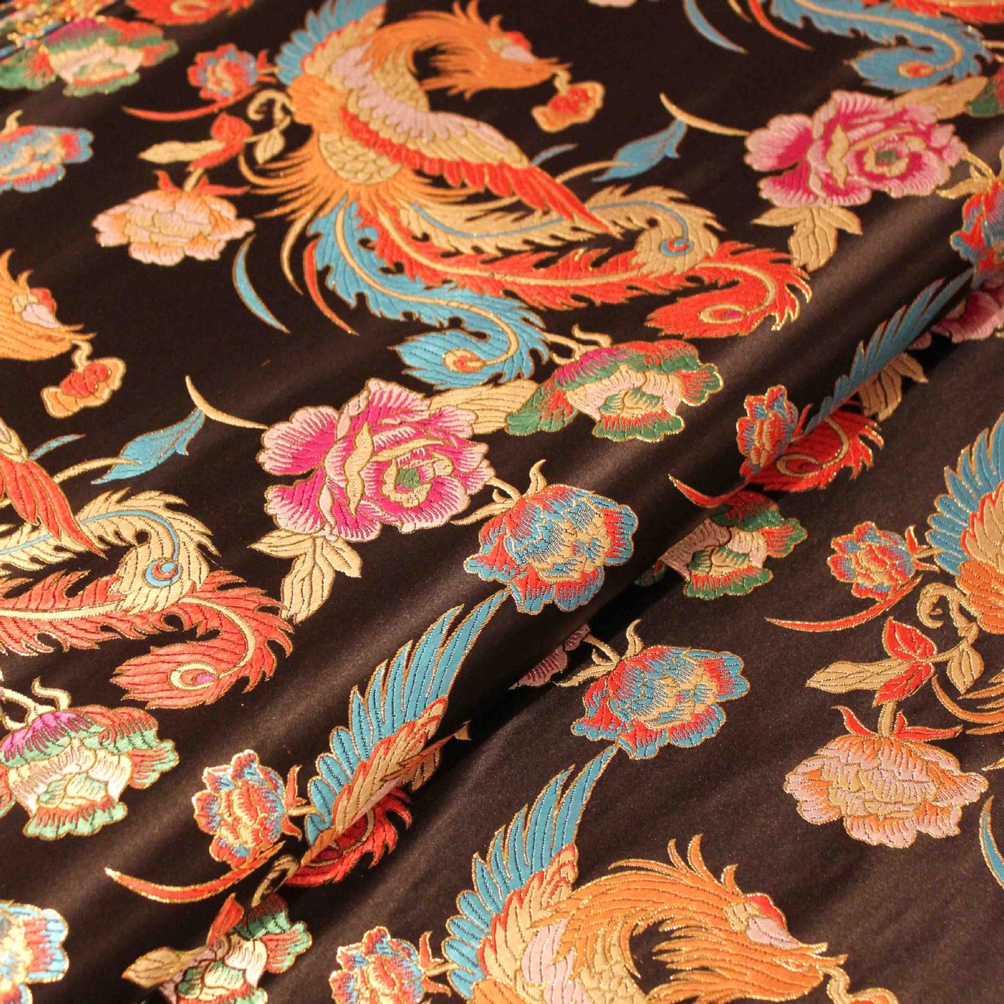 Chinese Wind Phoenix Dragon Embroidered Cheongsam Fabric
