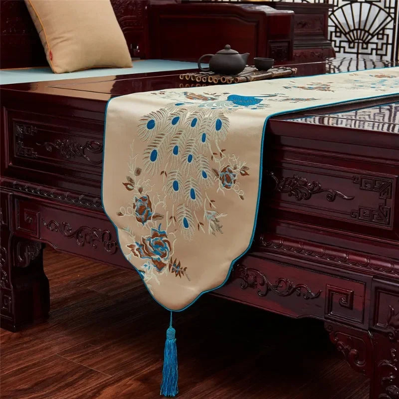 Modern New Chinese Long Table Runner – Minimalist Zen Tablecloth for Dining, Tea Tables & Entry Cabinets