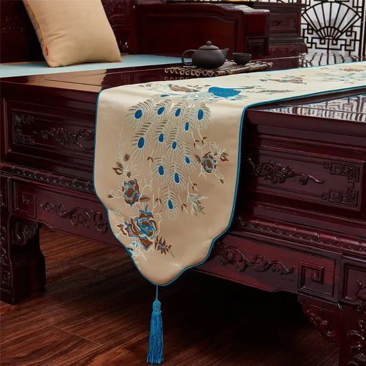 Modern New Chinese Long Table Runner – Minimalist Zen Tablecloth for Dining, Tea Tables & Entry Cabinets