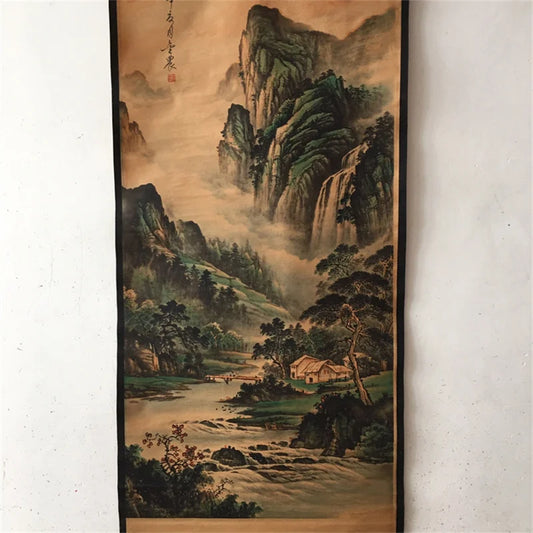 Rollo de paisaje chino – Pintura colgante estilo Jin Nong