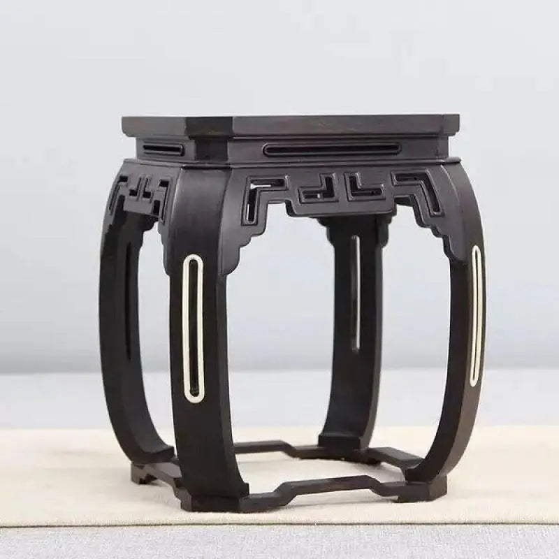 Black Sandalwood Square Carved Bonsai Base & Display Stand