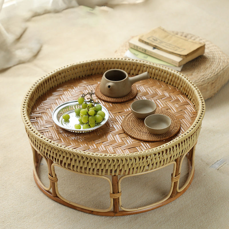 Japanese Handmade Bamboo Rattan Small Coffee Table
