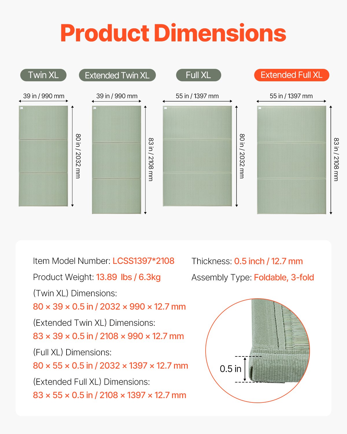 Japanese Tatami Mat, King Size Foldable (Natural Rush Grass), Mattress with Backing