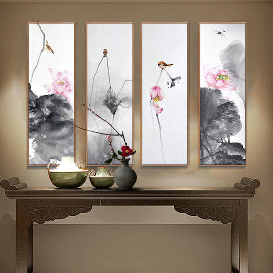 Lotus Ink Painting New Chinese Decorative Zen Mural