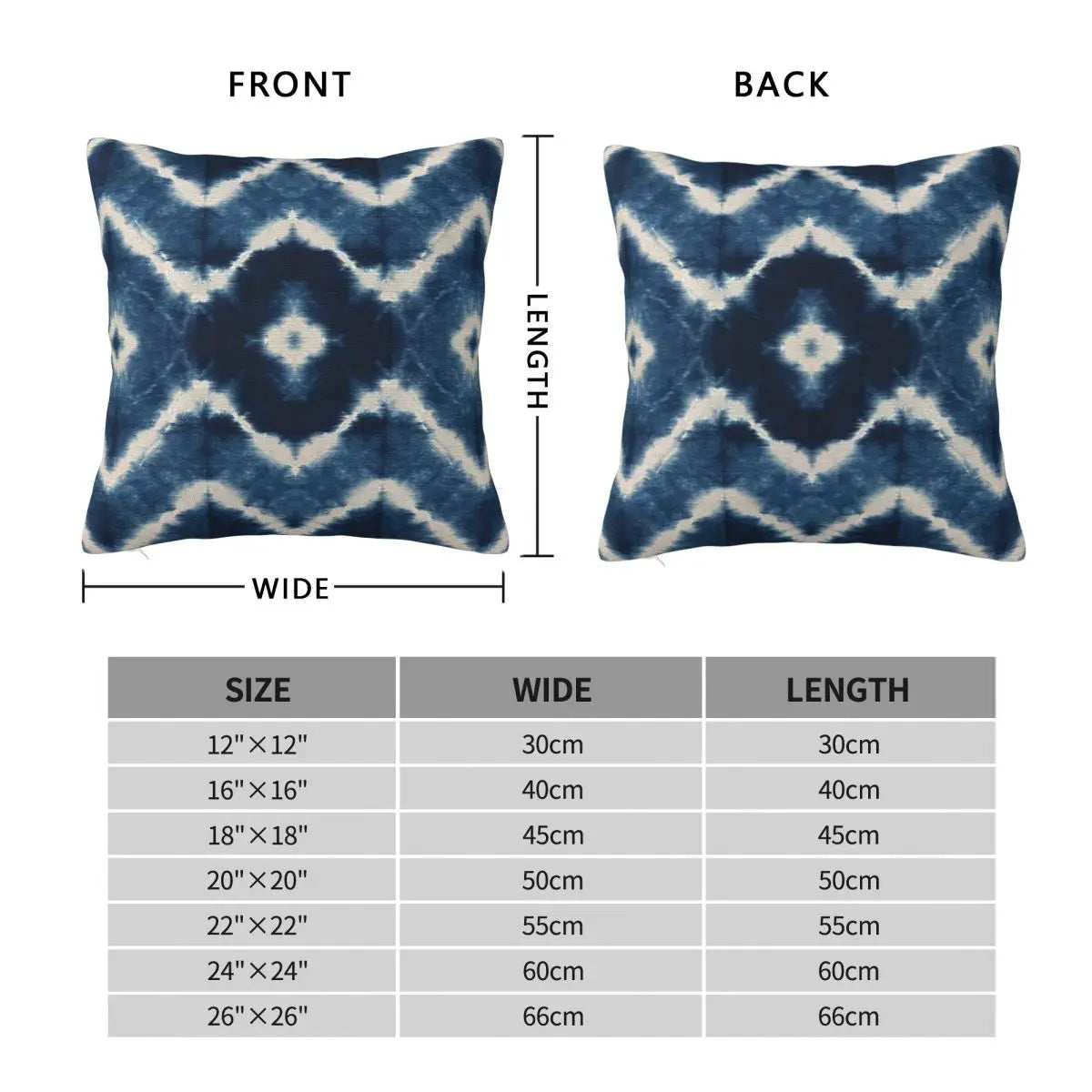 Shibori Indigo Mandala Square Pillow Cover – Double-Sided Boho & Zen Cushion Case