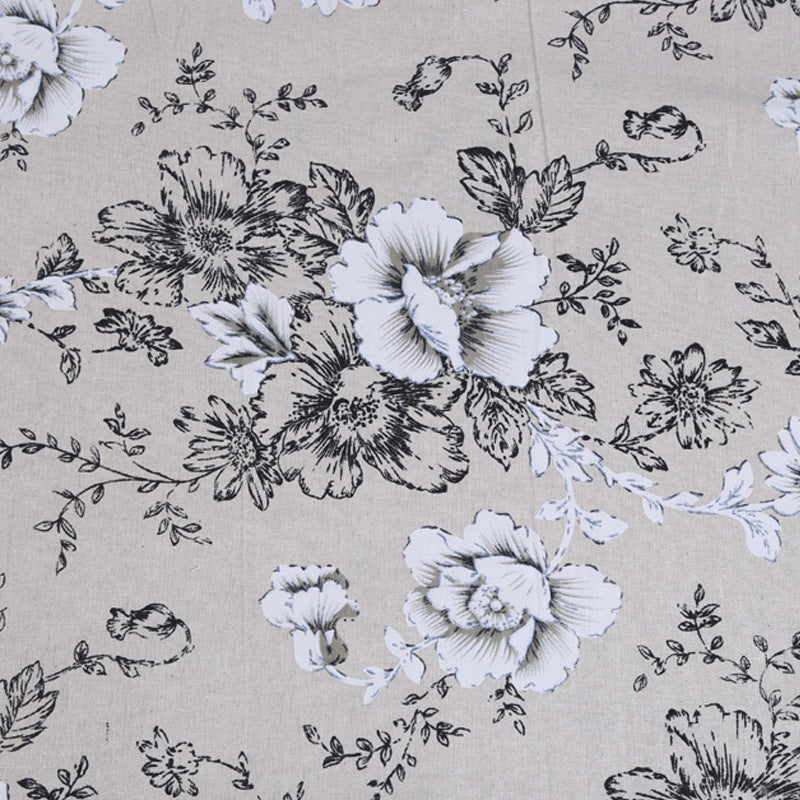 Chinese Style Peony Printed Cotton and Linen Fabric
