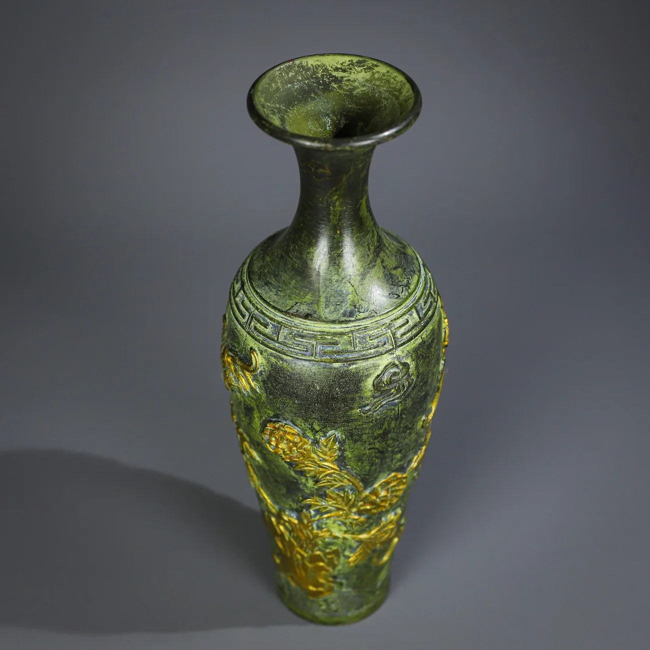 8" Tibetan Temple Brass Bat & Plum Blossom Vase