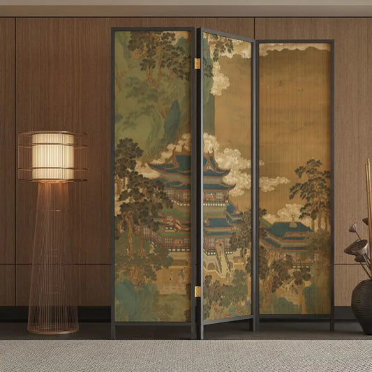 New Chinese Zen Room Divider Screen – Wabi‑Sabi Partition with Song‑Dynasty Aesthetic