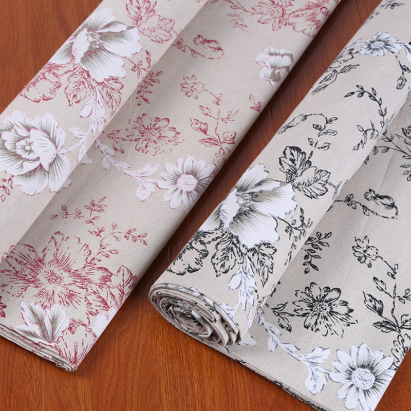 Chinese Style Peony Printed Cotton and Linen Fabric