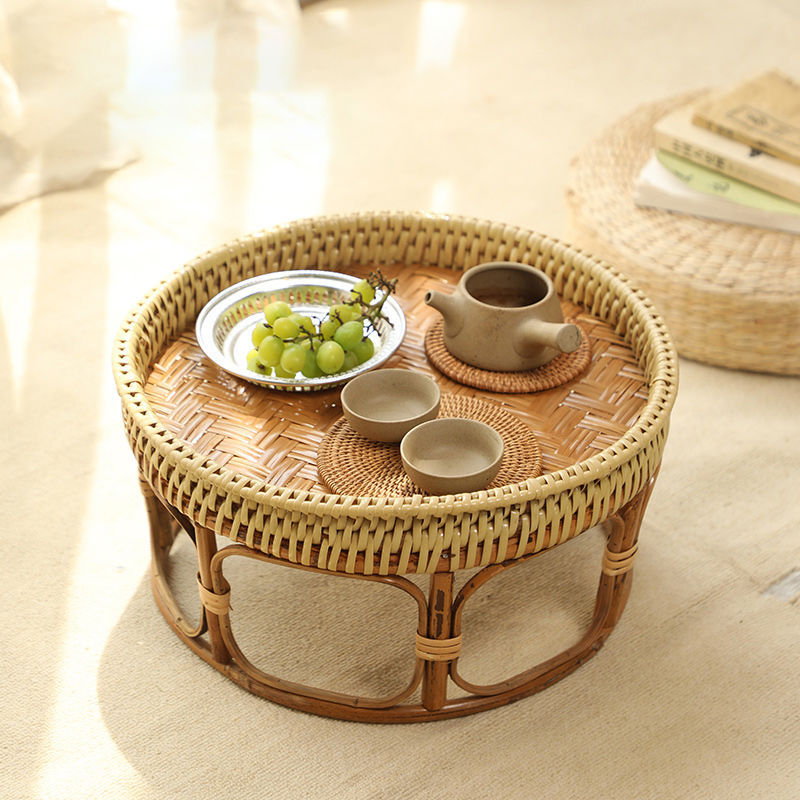 Japanese Handmade Bamboo Rattan Small Coffee Table