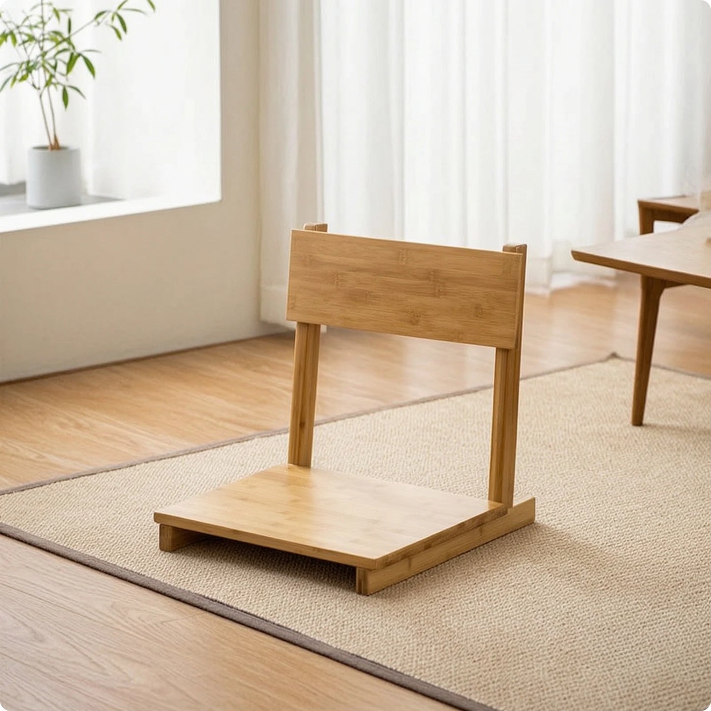 Bamboo Folding Floor Chair with Backrest – Japanese-Inspired Low-Profile Seat