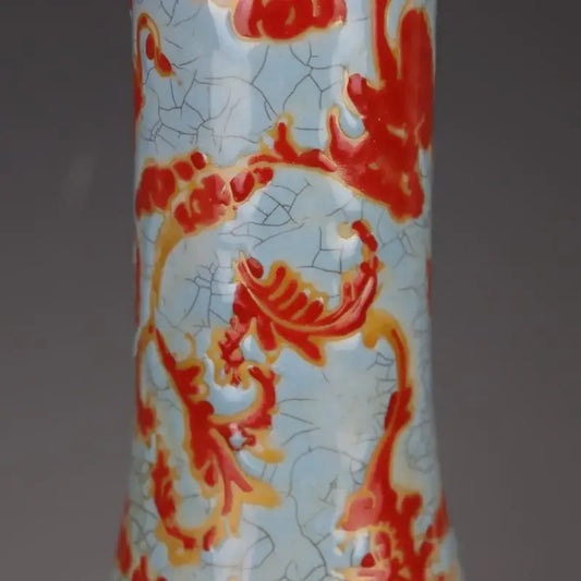 Porzellanflasche „Baifu“ im Qing-Kangxi-Stil – Handbemalte leuchtende Vase