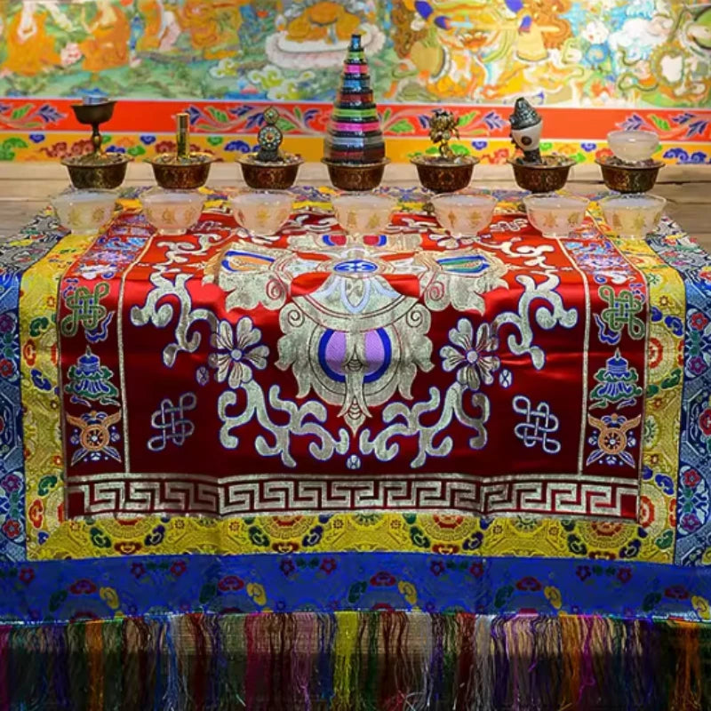 Handmade Embroidery Tablecloths Temples Buddhist Halls Homes Sacrificial Worshiping Buddha Decorative Tablecloths Door Curtain