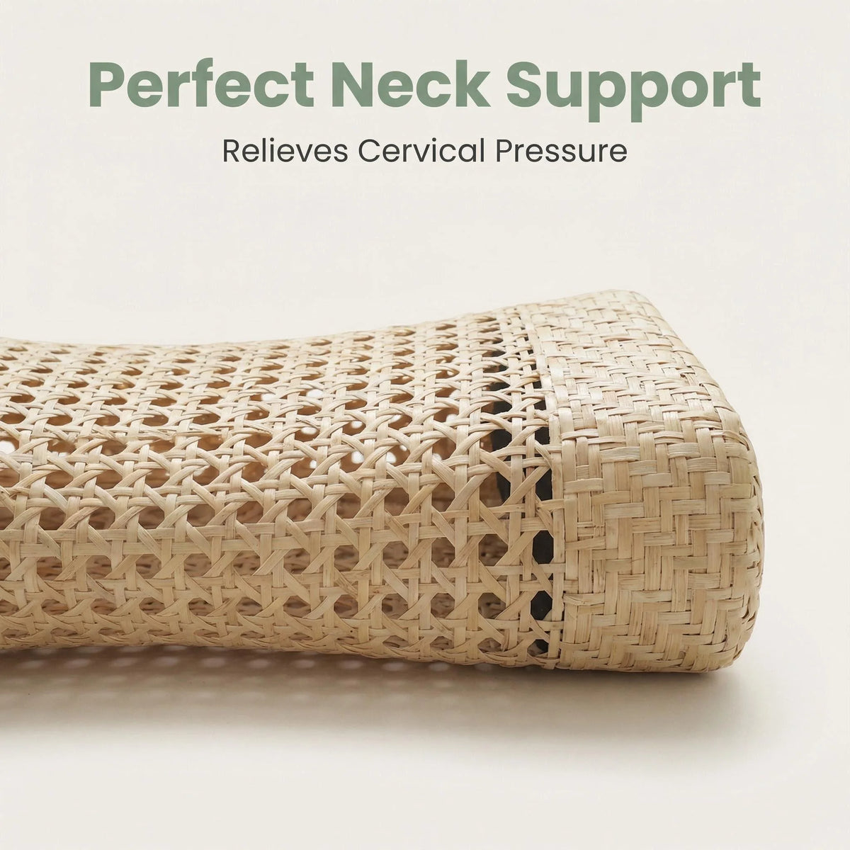 Hand-Woven Natural Straw & Rattan Cooling Pillow – Breathable Hollow Headrest & Neck Support