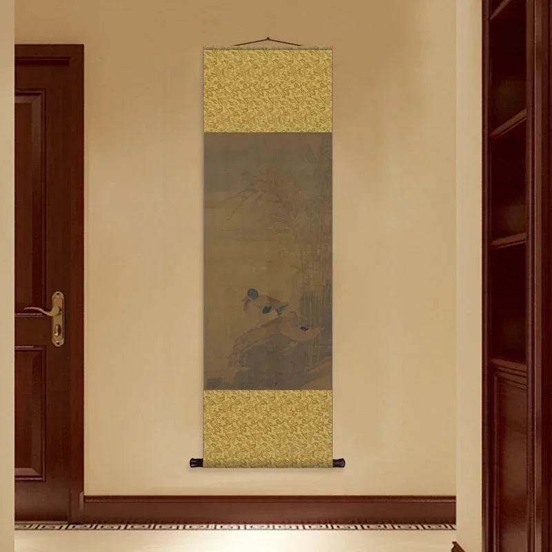 Antique Hanging Paintings Teahouse Scroll Decorative Painting Famous Silk Hanging Paintings Room Decor Aesthetic Wall Art