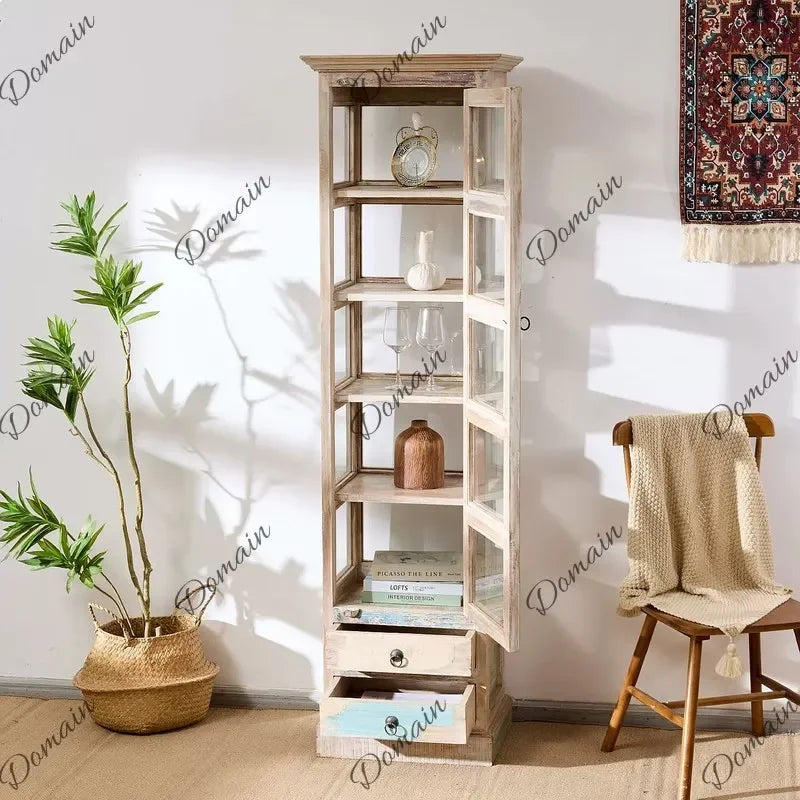 XB Southeast Asian Style Wooden Narrow Entryway Cabinet Room Divider Storage Shelf For Home Hallway