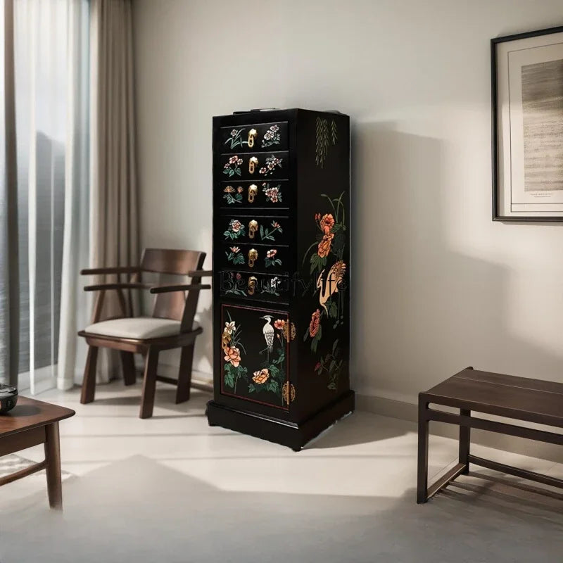 FG11New Chinese Style Six Drawers One Cabinet Simple Home Hallway Storage Light Luxury Modern Antique