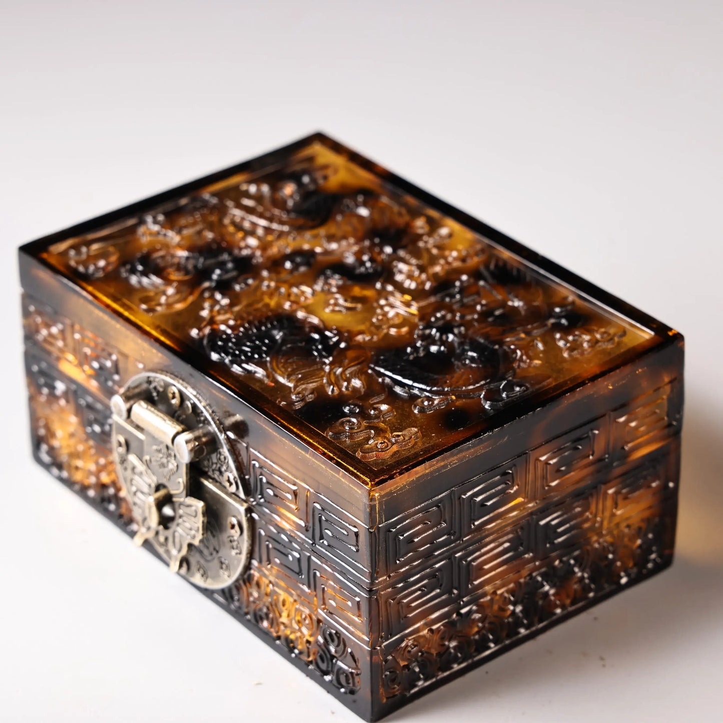 4" alte Echte Karettschildkröte Hochrelief-Langbox-Amulett