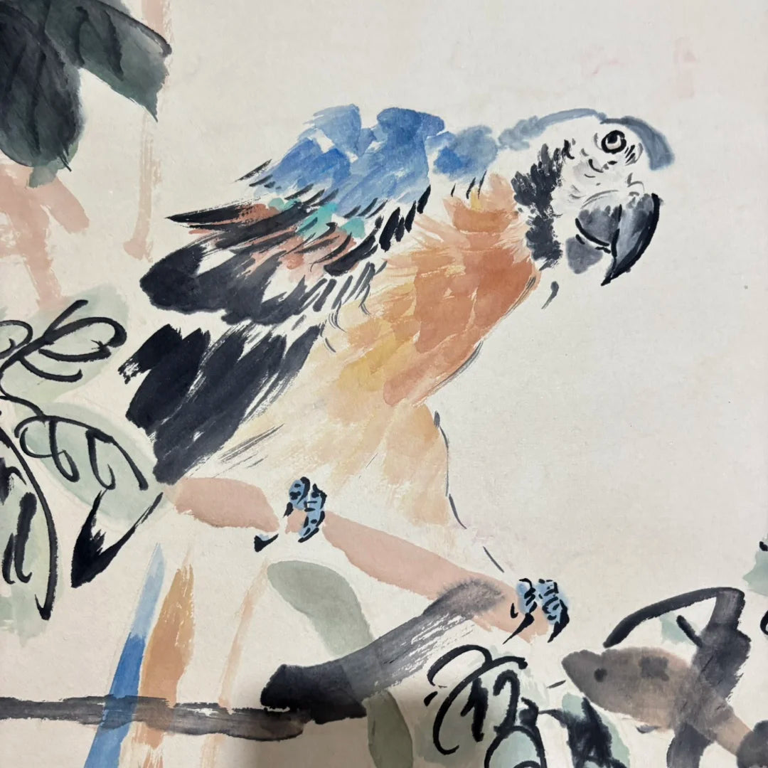 Original Hand-Painted Zhongtang Flower & Bird Painting by Wang Xuetao (One-of-a-Kind)