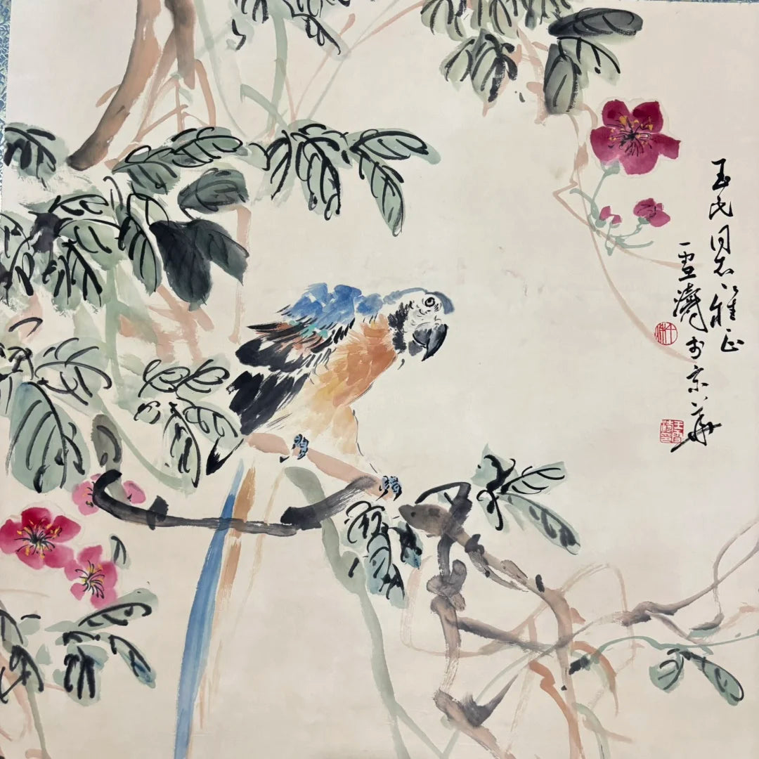 Original Hand-Painted Zhongtang Flower & Bird Painting by Wang Xuetao (One-of-a-Kind)
