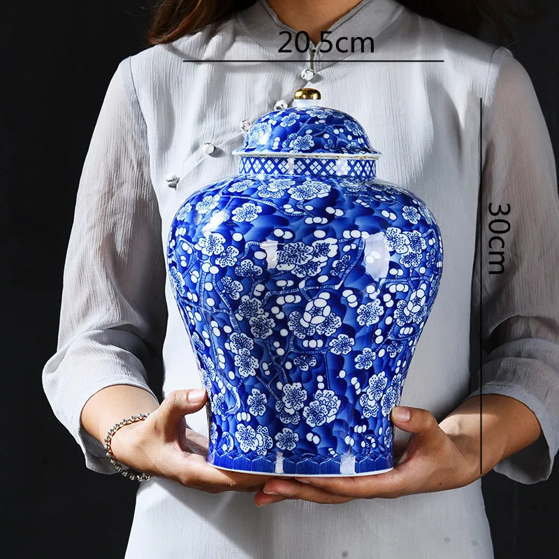 Blue & White Porcelain General Jar | Plum Blossom Ginger Jar & Tea Caddy