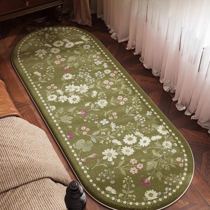 Retro Oval Living Room Carpet Floral Pattern Classic Creative Art Bedroom Runner Rug Home Decoration Sofa Coffee Table Mat Tapis
