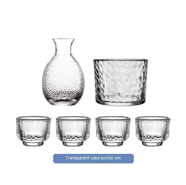 Japanese Style Hammered Glass Pattern 6-Piece Wine Set