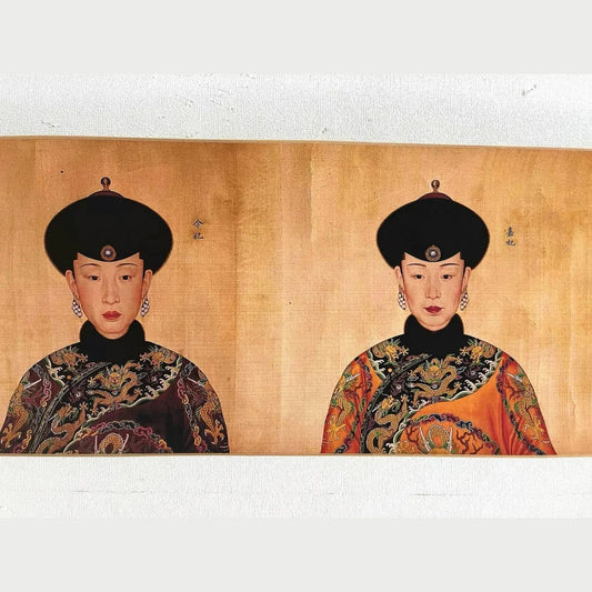 Kaiser Qianlong & Kaiserin Porträt – Replik langes Schriftrollen Wanddekor