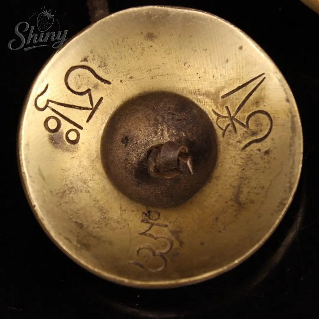 Tibetan Bronze Cinnabar Eight Treasures Bell & Box Set (3.5")