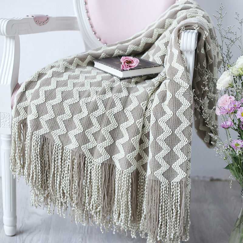 Knitted Wool and Chenille Blanket