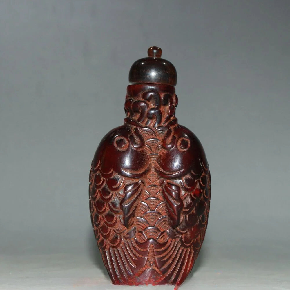 Natural Ox Horn Double Fish Snuff Bottle An Early Chinese Collectible