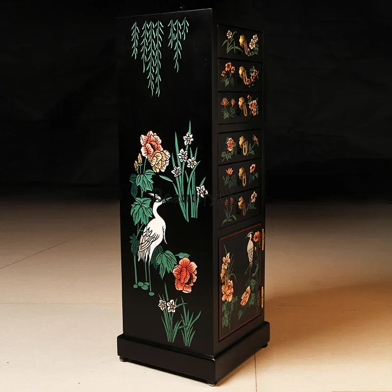 FG11New Chinese Style Six Drawers One Cabinet Simple Home Hallway Storage Light Luxury Modern Antique