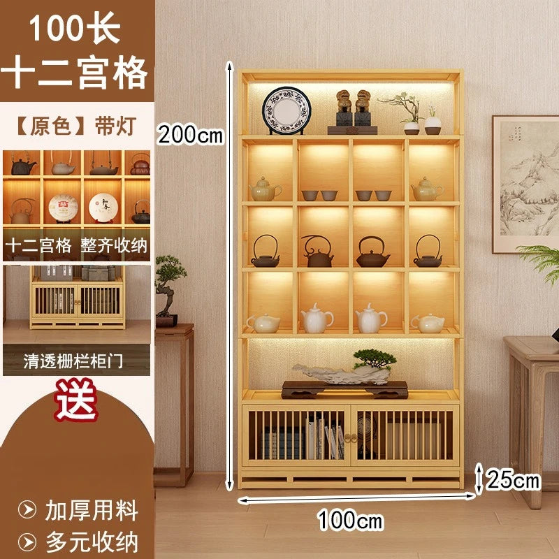 Chinese Duobao Pavilion Bogu Cabinet | Illuminated Tea & Curio Display Shelf