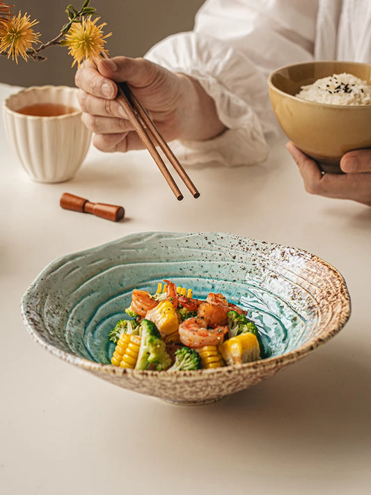 8-Inch Retro Ceramic Ramen & Noodle Bowl – Chinese & Japanese Tableware