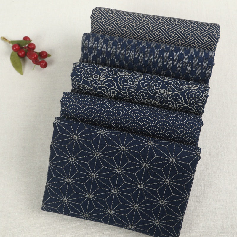 Chinese Dark Blue Cotton Linen Fabric