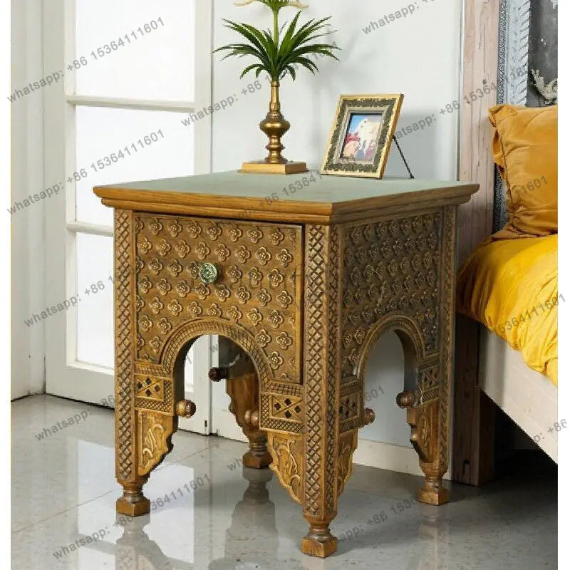 Southeast Asian style solid wood small bedside table furniture ST092 Thai Turkish wooden edge corner table