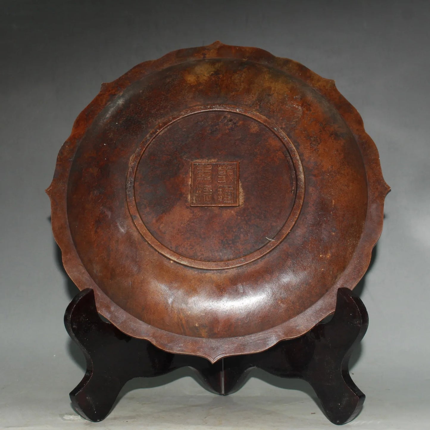 10"Tibetan Temple Collection Old Bronze Cloisonne Enamel Lotus pattern Dragon pattern Plate screen Ornament Town house